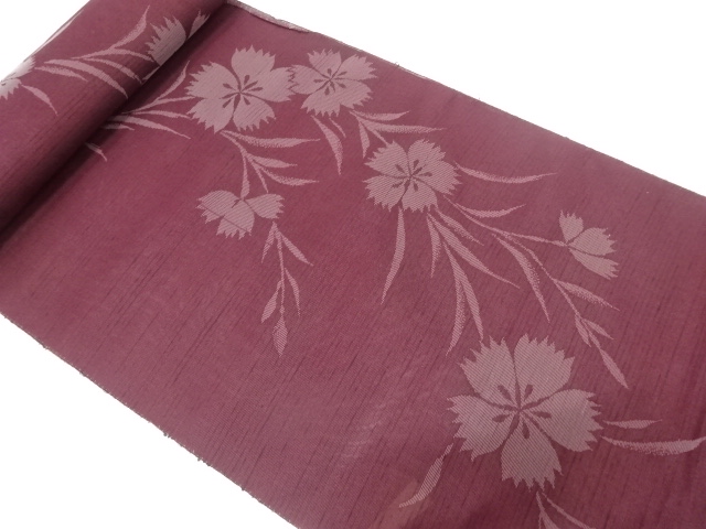 JAPANESE KIMONO / ANTIQUE BOLT FOR SUMMER KIMONO / SILK / WOVEN FLOWER